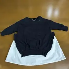 FITH フリル付きスウェットワンピース 黒と白 90cm