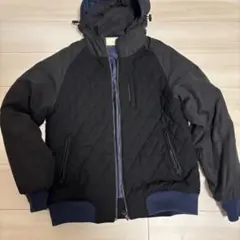 HIBECK 中綿キルティングジャケット フード付き ブラック ジップアップ