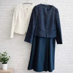 フォーマルジャケットワンピース3点セット ネイビー系