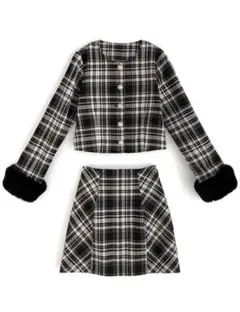 【GRL】ファージャケットチェック柄ツイードジャケット ta090