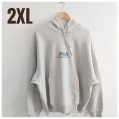 【美品】FILAパーカー2XL グレー ビッグシルエット 人気定番ロゴフーディ