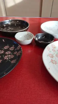 桜模様 陶器食器セット 6点