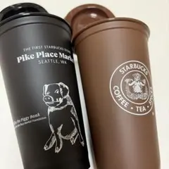 新品未使用　スターバックス一号店　リユーザブルカップ　２点セット　シアトル　茶黒