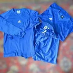 adidas 青 長袖シャツ タンクトップ パンツ セット
