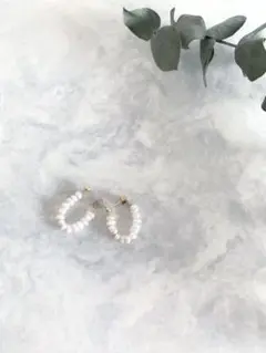 最終お値下げ　淡水天然バロック真珠　ゴールドピアス　パール　シンプル