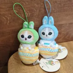 mofusand モフサンド イースターにゃんマスコット ぬいぐるみ 青 緑