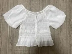 Kastaneシャーリングブラウス ホワイト 半袖