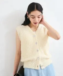 VIS【洗える】テープヤーンニットベストのサムネイル