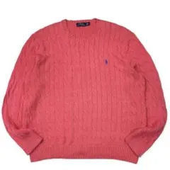 美品 Polo Ralph Lauren ケーブルニット 刺繍ロゴセーター