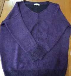 ナチュラルビューティ　パープル Vネック ニット　セーター 長袖　紫