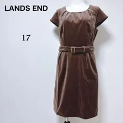 【ランズエンド】フレンチスリーブ ベロアワンピース ドレスワンピース