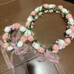 花冠 ヘッドドレス ピンク ホワイト　幼児向け