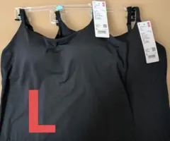 482186 UNIQLO エアリズムブラキャミソール L ブラック 黒　2枚