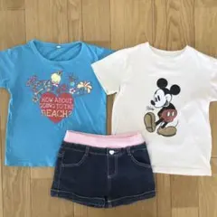 130cm 女の子 夏服 まとめ売り　Tシャツ キュロット デニムショートパンツのサムネイル