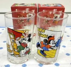 昭和レトロ ディズニーおっとっとグラス 2柄セット ミッキー&ミニー 箱付き