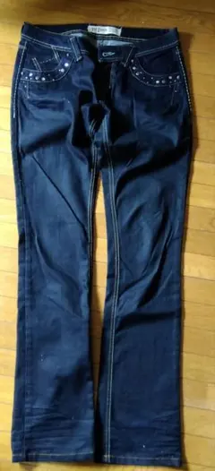 ZARA TRF デニム　ジーンズ　ステッチ　スリム　インディゴ