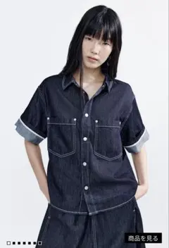 H&M 半袖デニムシャツ　S