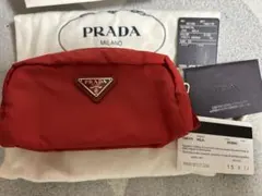 PRADA プラダ 三角ロゴ ナイロン ポーチ 新品 未使用 保存袋 赤最終価格