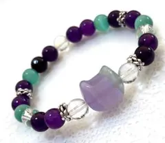 ネコ型アメジスト キャッツアイ　パワーストーン　ブレスレット