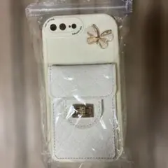 ホワイト花装飾iPhoneケース