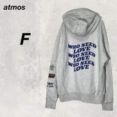 アトモス　パーカー　グレー　バックロゴ　カジュアル　オーバーサイズ　体系カバー