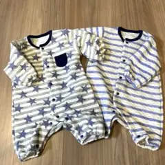 星柄とストライプのロンパース2点セット