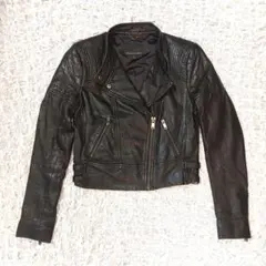 山羊革✨BANANA REPUBLIC ダブルライダースジャケット ブラック