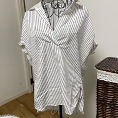 ストライプ柄 半袖 シャツ ブラウス
