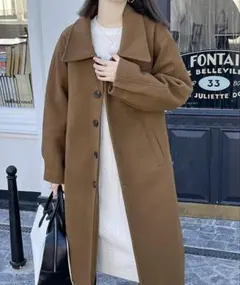 【新品・未使用】ブラウン ロングコート ベルト付 Lサイズ レディース　タグ付き