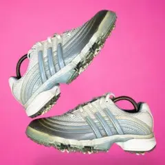 adidas アディダス ゴルフシューズ 23.5㎝ ホワイト/ブルー 紐靴