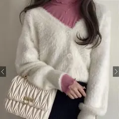 GRL グレイル ショート丈シャギーニットカーディガン kz117 アイボリー