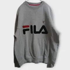 FILA 激レア ダブルロゴ スウェット グレー M ビッグFILA＋Fワッペン