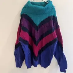 タグ付き✨一点物【XL】カラフルニットセーター 個性派　おしゃれ　オーバーサイズ