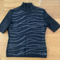 美品 クリッツァ　ハイネック半袖セーター　ゼブラ　Mのサムネイル