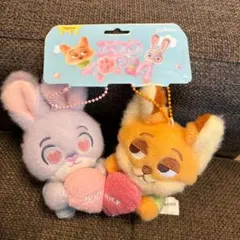海外限定 ズートピア カップルぬいぐるみキーホルダー ジュディ & ニック