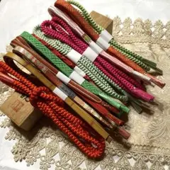 着物-帯締め10本セット（やや傷や汚れあり）練習用・コーディネート試し80