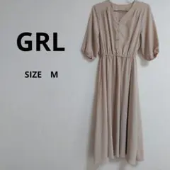 ⑩【GRL】クラシック くるみボタンロングワンピース ベージュ M
