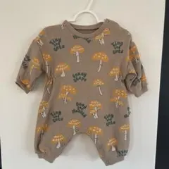 【美品】キノコ柄ロンパース　長袖