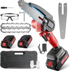 チェーンソー 充電式 電動 大容量バッテリー2個搭載 小型チェーンソー 21V