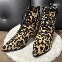 リエディ アニマル柄ブロックヒールブーツ ヒョウ柄ブーツ
