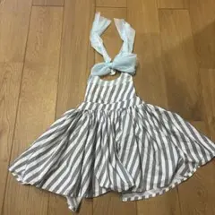 MARLMARL ベビーエプロン　ストライプ　水色リボン