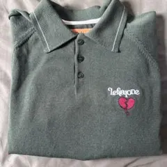 LEFT ALONE 刺繍 ポロシャツ グリーン