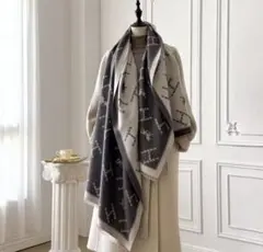 大判　ストール　マフラー　ショール　H グレー