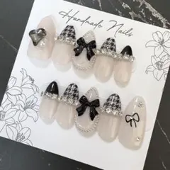 ネイルチップ オーダーネイル ワンホン 千鳥ネイル ピンクネイル 量産ネイル