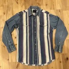 Wrangler 長袖 デニム ウエスタンシャツ ストライプ
