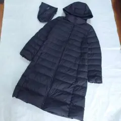 美品　UNIQLO ウルトラライトダウン　ロングコート ブラック　巾着付　ＸＬ