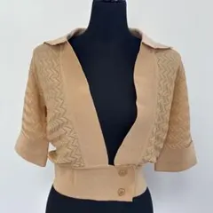 ベージュ 五分袖 カーディガン