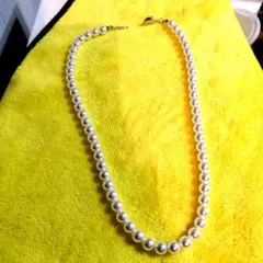 ホワイト淡水パールネックレス 約50cm　8㍉