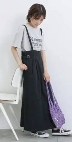 サマンサモスモスブルー　サス付きハイウエストスカート