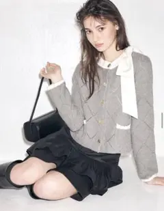 【新品】MARIEBELLE Ribbon Shiny Kint Jacketのサムネイル